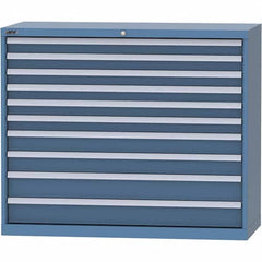 LISTA - 10 Drawer, 99 Compartment Bright Blue Steel Modular Storage Cabinet - Benchmark Tooling