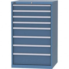 LISTA - 8 Drawer, 45 Compartment Bright Blue Steel Modular Storage Cabinet - Benchmark Tooling