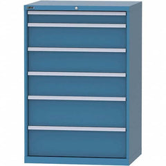 LISTA - 6 Drawer, 84 Compartment Bright Blue Steel Modular Storage Cabinet - Benchmark Tooling