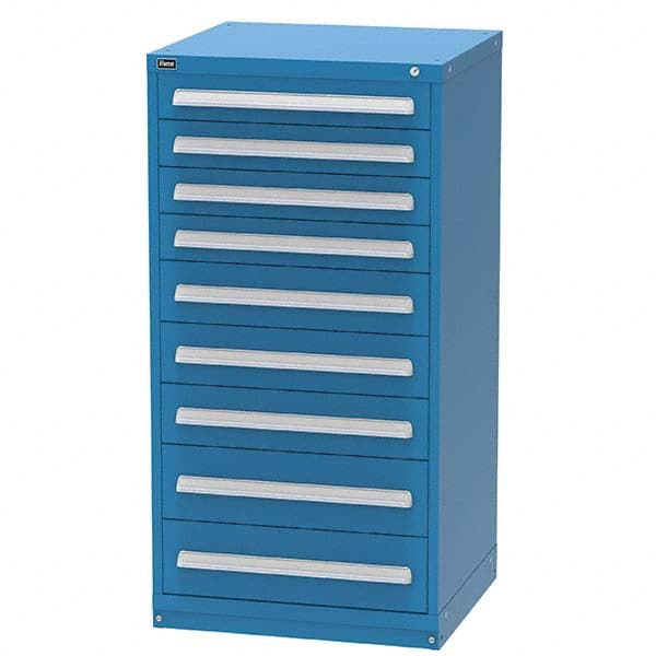Vidmar - 9 Drawer, 344 Compartment Bright Blue Steel Modular Storage Cabinet - Benchmark Tooling