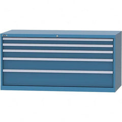 LISTA - 5 Drawer, 84 Compartment Bright Blue Steel Modular Storage Cabinet - Benchmark Tooling