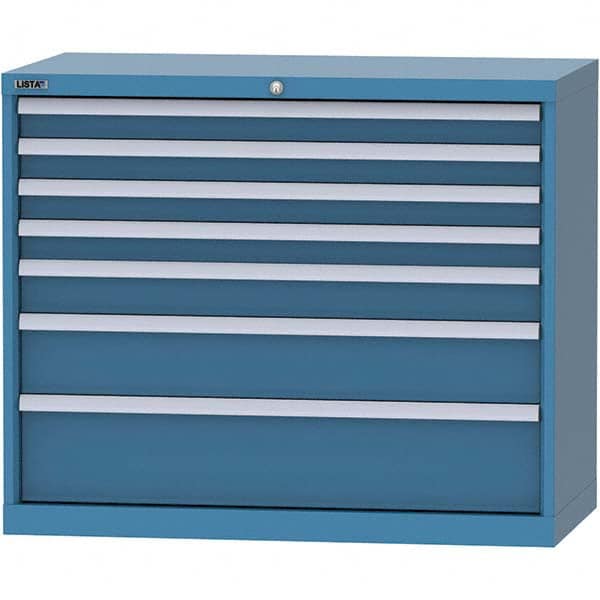 LISTA - 7 Drawer, 84 Compartment Red Steel Modular Storage Cabinet - Benchmark Tooling