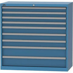 LISTA - 9 Drawer, 84 Compartment Bright Blue Steel Modular Storage Cabinet - Benchmark Tooling
