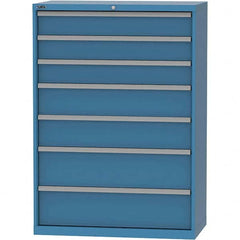 LISTA - 7 Drawer, 84 Compartment Bright Blue Steel Modular Storage Cabinet - Benchmark Tooling