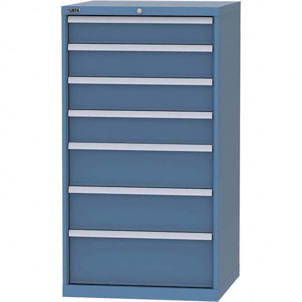 LISTA - 7 Drawer, 45 Compartment Bright Blue Steel Modular Storage Cabinet - Benchmark Tooling