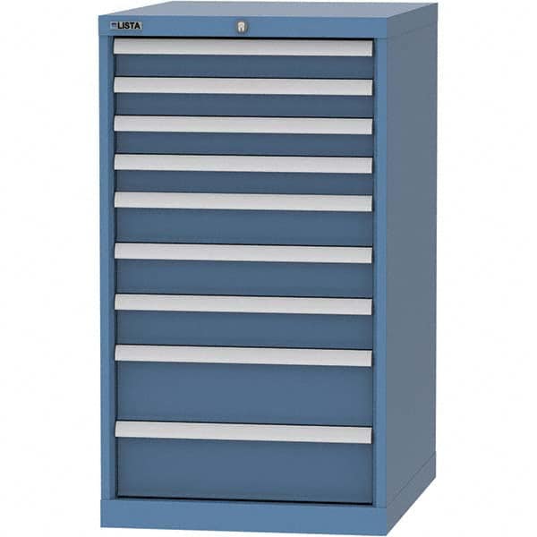 LISTA - 9 Drawer, 99 Compartment Bright Blue Steel Modular Storage Cabinet - Benchmark Tooling