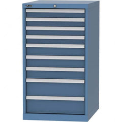 LISTA - 9 Drawer, 99 Compartment Bright Blue Steel Modular Storage Cabinet - Benchmark Tooling