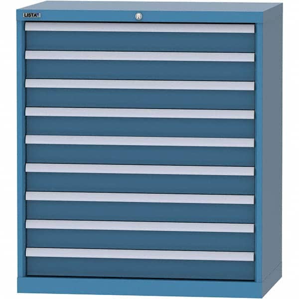 LISTA - 9 Drawer, 84 Compartment Bright Blue Steel Modular Storage Cabinet - Benchmark Tooling