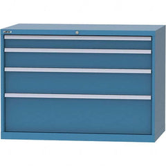 LISTA - 4 Drawer, 99 Compartment Bright Blue Steel Modular Storage Cabinet - Benchmark Tooling