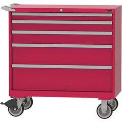 LISTA - 5 Drawer, 84 Compartment Bright Blue Steel Modular Storage Cabinet - Benchmark Tooling