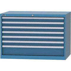 LISTA - 7 Drawer, 84 Compartment Bright Blue Steel Modular Storage Cabinet - Benchmark Tooling