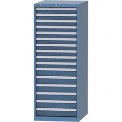 LISTA - 16 Drawer, 99 Compartment Bright Blue Steel Modular Storage Cabinet - Benchmark Tooling