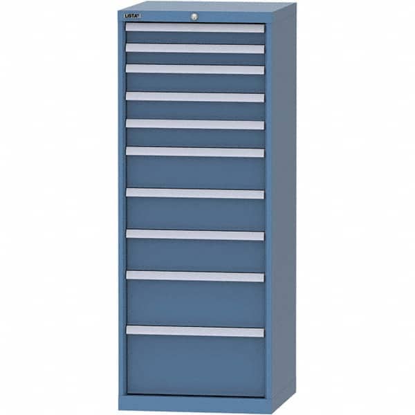 LISTA - 10 Drawer, 84 Compartment Bright Blue Steel Modular Storage Cabinet - Benchmark Tooling