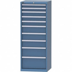 LISTA - 10 Drawer, 84 Compartment Bright Blue Steel Modular Storage Cabinet - Benchmark Tooling