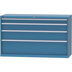 LISTA - 4 Drawer, 84 Compartment Bright Blue Steel Modular Storage Cabinet - Benchmark Tooling