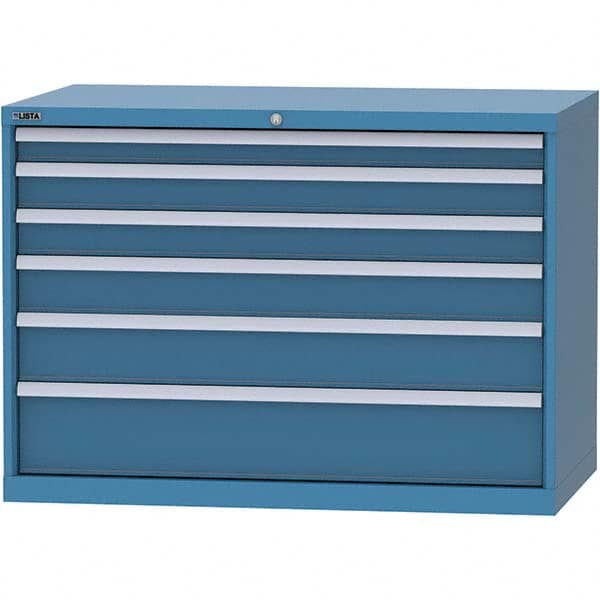 LISTA - 6 Drawer, 99 Compartment Bright Blue Steel Modular Storage Cabinet - Benchmark Tooling