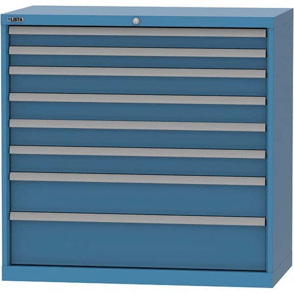 LISTA - 8 Drawer, 84 Compartment Bright Blue Steel Modular Storage Cabinet - Benchmark Tooling