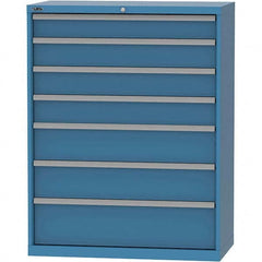 LISTA - 7 Drawer, 84 Compartment Bright Blue Steel Modular Storage Cabinet - Benchmark Tooling
