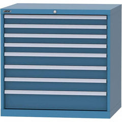 LISTA - 8 Drawer, 84 Compartment Bright Blue Steel Modular Storage Cabinet - Benchmark Tooling