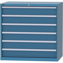 LISTA - 6 Drawer, 99 Compartment Bright Blue Steel Modular Storage Cabinet - Benchmark Tooling
