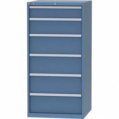 LISTA - 6 Drawer, 45 Compartment Bright Blue Steel Modular Storage Cabinet - Benchmark Tooling