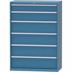 LISTA - 6 Drawer, 84 Compartment Bright Blue Steel Modular Storage Cabinet - Benchmark Tooling