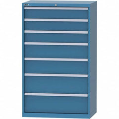 LISTA - 7 Drawer, 84 Compartment Bright Blue Steel Modular Storage Cabinet - Benchmark Tooling