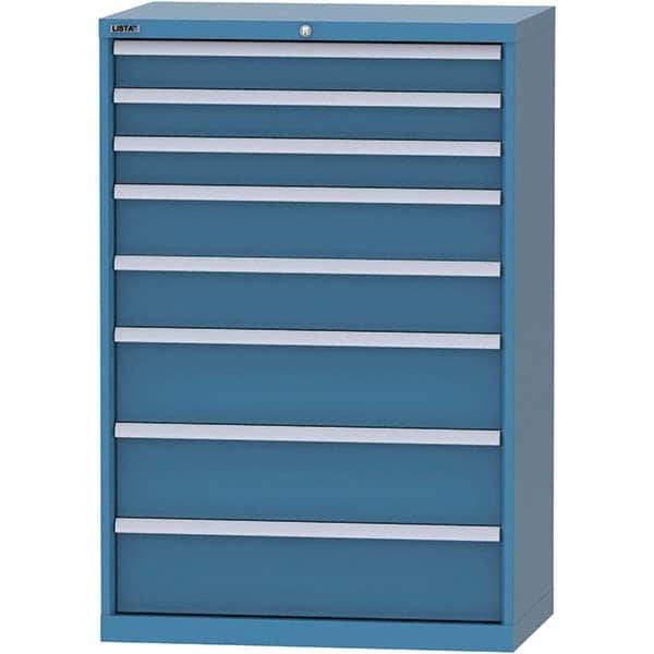 LISTA - 8 Drawer, 84 Compartment Bright Blue Steel Modular Storage Cabinet - Benchmark Tooling