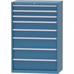 LISTA - 8 Drawer, 84 Compartment Bright Blue Steel Modular Storage Cabinet - Benchmark Tooling
