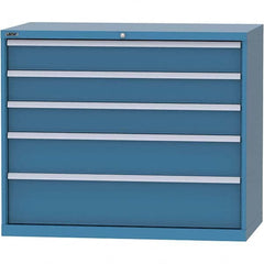 LISTA - 5 Drawer, 99 Compartment Bright Blue Steel Modular Storage Cabinet - Benchmark Tooling