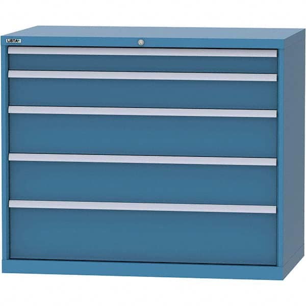 LISTA - 5 Drawer, 99 Compartment Bright Blue Steel Modular Storage Cabinet - Benchmark Tooling