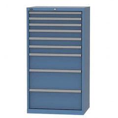 LISTA - 9 Drawer, 124 Compartment Bright Blue Steel Modular Storage Cabinet - Benchmark Tooling
