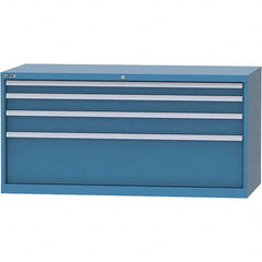 LISTA - 4 Drawer, 84 Compartment Bright Blue Steel Modular Storage Cabinet - Benchmark Tooling