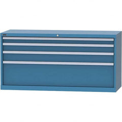 LISTA - 4 Drawer, 84 Compartment Bright Blue Steel Modular Storage Cabinet - Benchmark Tooling