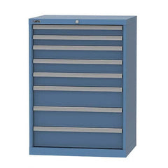 LISTA - 8 Drawer, 124 Compartment Bright Blue Steel Modular Storage Cabinet - Benchmark Tooling