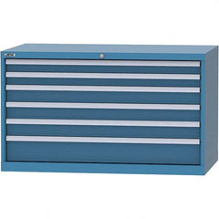 LISTA - 6 Drawer, 99 Compartment Bright Blue Steel Modular Storage Cabinet - Benchmark Tooling