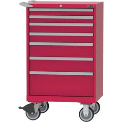 LISTA - 7 Drawer, 124 Compartment Red Steel Modular Storage Cabinet - Benchmark Tooling