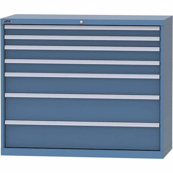 LISTA - 7 Drawer, 99 Compartment Bright Blue Steel Modular Storage Cabinet - Benchmark Tooling