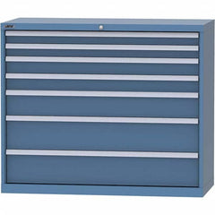LISTA - 7 Drawer, 99 Compartment Bright Blue Steel Modular Storage Cabinet - Benchmark Tooling