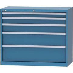 LISTA - 5 Drawer, 84 Compartment Red Steel Modular Storage Cabinet - Benchmark Tooling