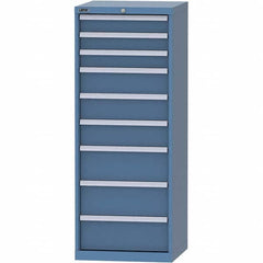 LISTA - 9 Drawer, 84 Compartment Bright Blue Steel Modular Storage Cabinet - Benchmark Tooling