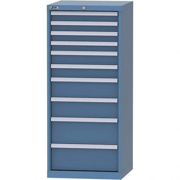 LISTA - 10 Drawer, 84 Compartment Bright Blue Steel Modular Storage Cabinet - Benchmark Tooling
