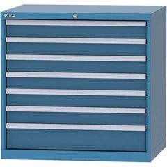 LISTA - 7 Drawer, 84 Compartment Bright Blue Steel Modular Storage Cabinet - Benchmark Tooling