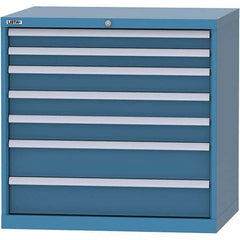 LISTA - 7 Drawer, 84 Compartment Bright Blue Steel Modular Storage Cabinet - Benchmark Tooling