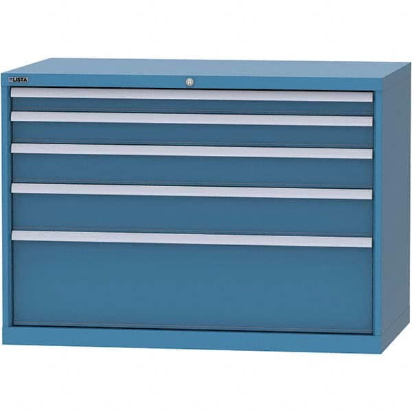 LISTA - 5 Drawer, 99 Compartment Bright Blue Steel Modular Storage Cabinet - Benchmark Tooling
