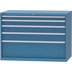 LISTA - 5 Drawer, 99 Compartment Bright Blue Steel Modular Storage Cabinet - Benchmark Tooling