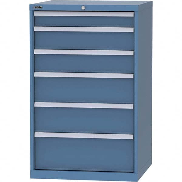 LISTA - 6 Drawer, 45 Compartment Bright Blue Steel Modular Storage Cabinet - Benchmark Tooling