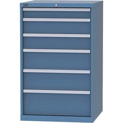 LISTA - 6 Drawer, 45 Compartment Bright Blue Steel Modular Storage Cabinet - Benchmark Tooling