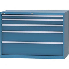 LISTA - 5 Drawer, 99 Compartment Bright Blue Steel Modular Storage Cabinet - Benchmark Tooling