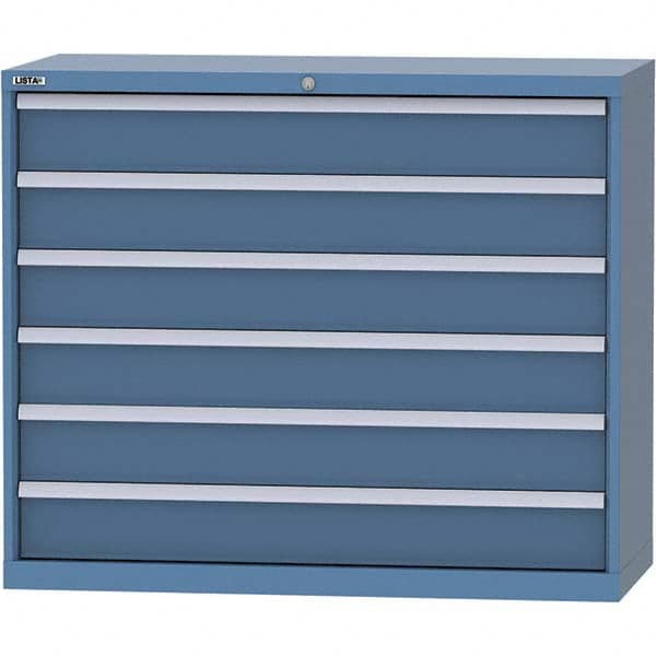 LISTA - 6 Drawer, 99 Compartment Bright Blue Steel Modular Storage Cabinet - Benchmark Tooling